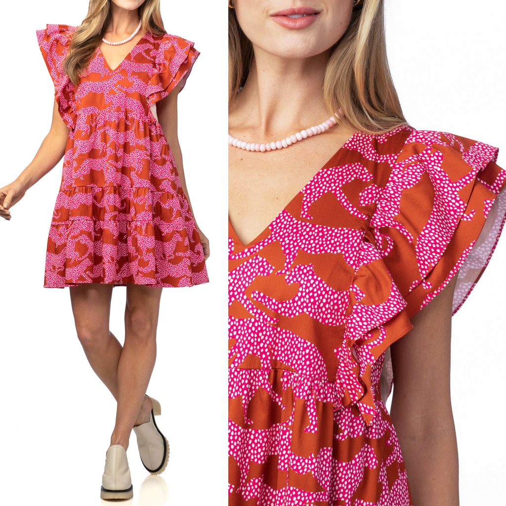 Crosby By Mollie Burch Holden Flutter Sleeve Dress In Jumpin Jags